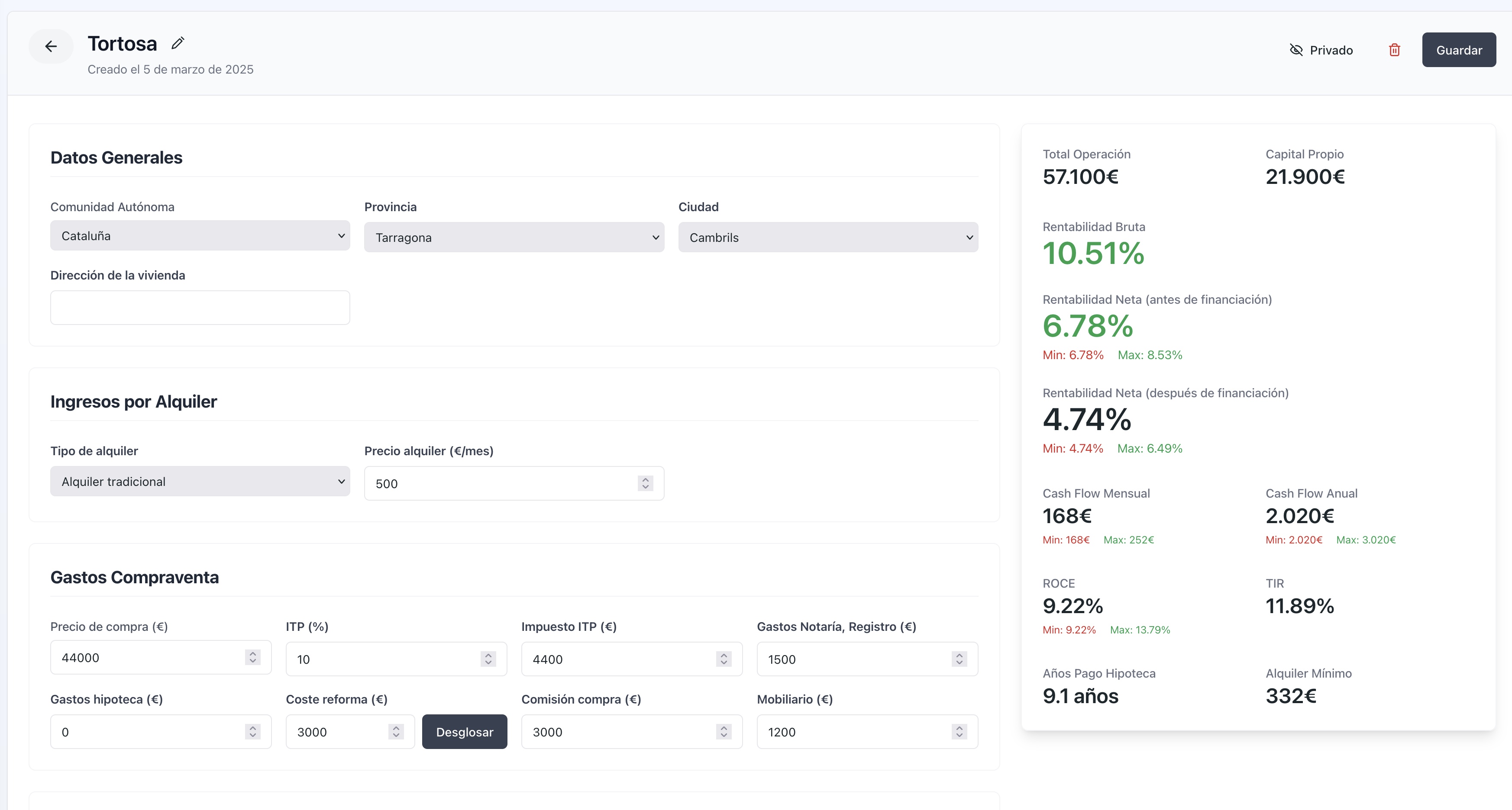Visión general del cálculo de rentabilidad
